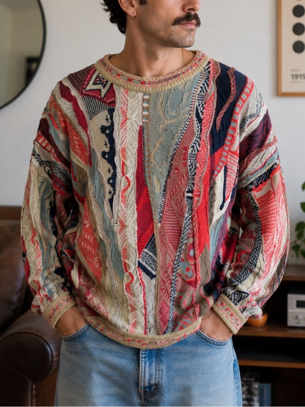 Vintage 90's Carlo Alberto Coogi Style Eclectic Grandpa Sweater
